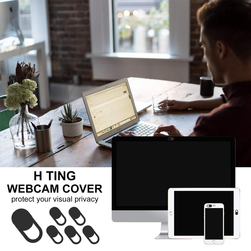 Webcam Cover, (6-Pack) Laptop Camera Cover Slide for MacBook Pro, Computer, iMac, Laptop, Pc, iPhone, Tablet, Smartphone, Webcam Camera Cover Slide, 0.027-Inch Ultra Thin Privacy Protector (Black) 6 Pack Black