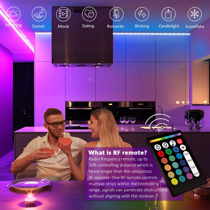 [AUSTRALIA] - 32.8 ft LED Strip Lights Music Sync LED Lights for Bedroom with IR Remote App Controlled with Built-in Mic Color Changing 5050 RGB LED Light Strip (32.8Ft APP+ Remote+ Mic) 32.8Ft APP+ Remote+ Mic 