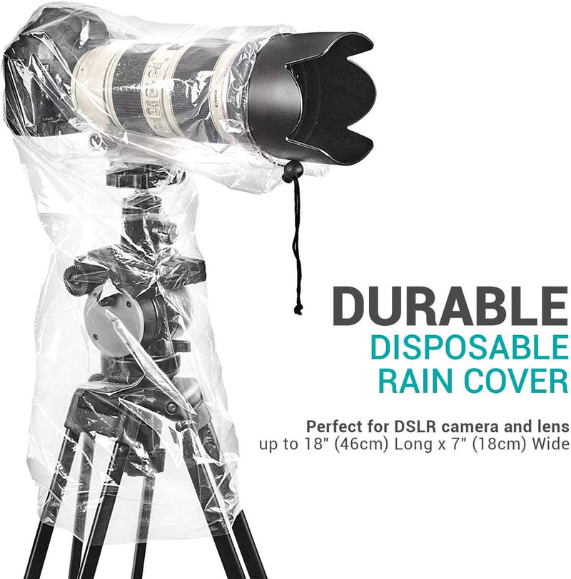 Movo (5 Pack) RC1 Clear Rain Cover for DSLR Camera and Lens up to 18" Long