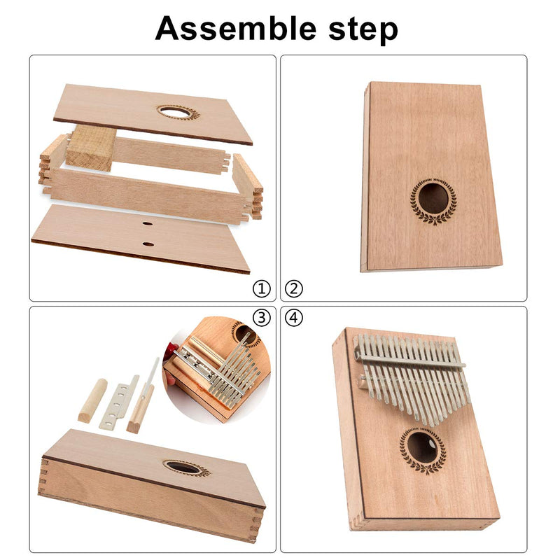 Thumb Pianos Kalimba DIY Kit 17 Key make your own kit with Manual Tools Tuner Hammer