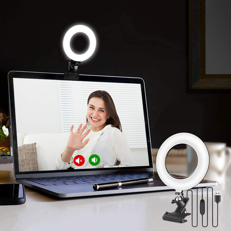 Kumary Selfie Ring Light,6" LED Ring Light Photo Video LED Lighting Kit with Clip, Portable Circle Light 3 Dimmable Color,11 Levels of Brightness for Computer/Laptop/TIKTok/Desk/Makeup/YouTube