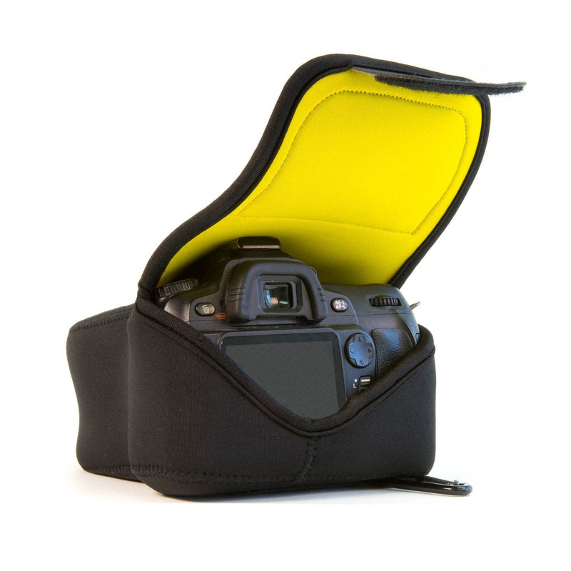 MegaGear MG088 Nikon D3500, D3300, D3400, D5100, D5200, D5300, D5500, D5600 (18-55 mm) Ultra Light Neoprene Camera Case, Black insade Yellow