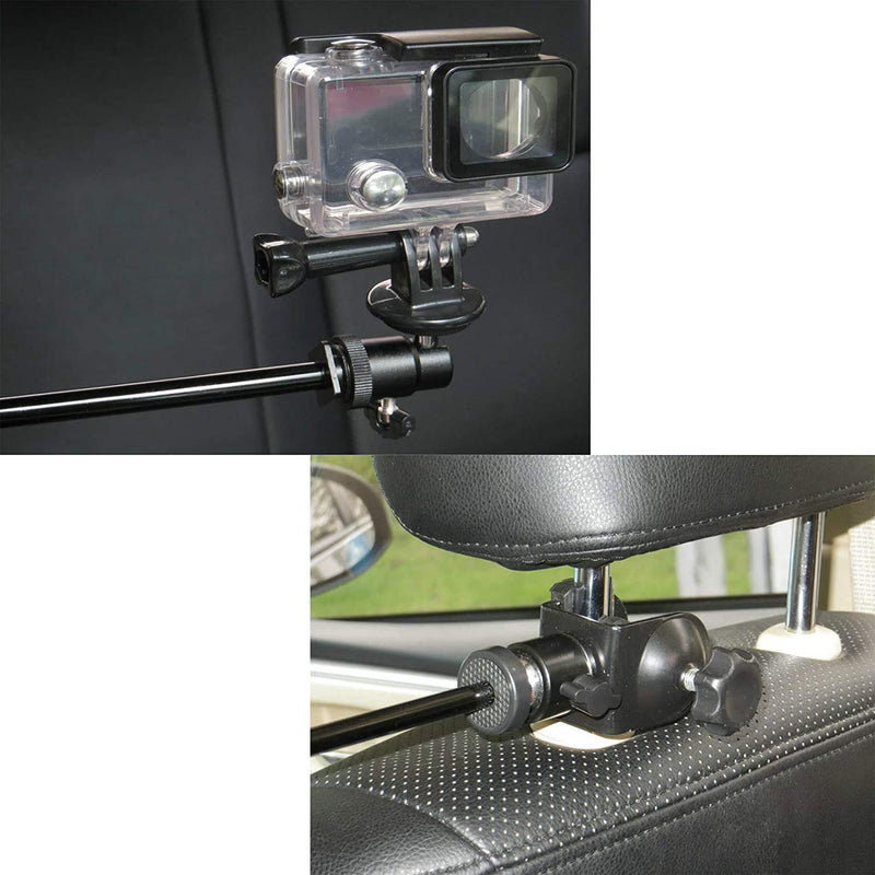 Pmsanzay 3in1 Adjustable Heavy Duty Universal Action Camera Desk Pole Clamp Holder Mounts Kit for Waterproof Camera/Digital Camera/Smartphone - Perfect car Shooting vlogging Video Recording