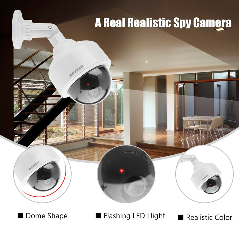 Dummy Camera, Wireless CCTV Anti-Theft Camera, Fake Dome Security Camera 360° Rotation Camera for Residential or Business Premises