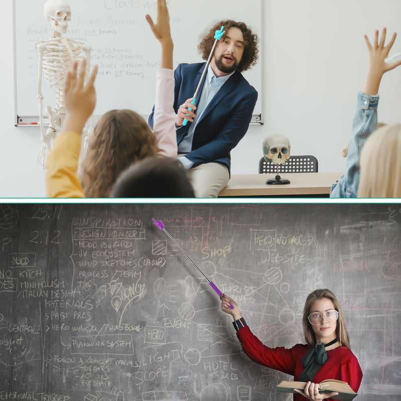 4pcs Telescopic Teachers Finger Pointer, Retractable Mini Hand Teaching Stick for Classroom Presentation Whiteboard Extendable Pointing Stick for Teachers Speakers (4 Colors)