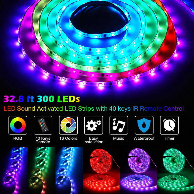 [AUSTRALIA] - Litake LED Light Strip Music Sync,Sound Activated LED Light Strip 32.8 ft,Waterproof RGB Music Reactived LED Lights,Adhesive LED Strips for Bedroom 