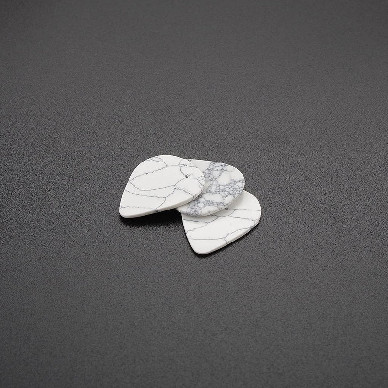 Alnicov 3Pcs Guitar Picks,Natural Stone Picks for Bass Guitar Ukulele,Crack White