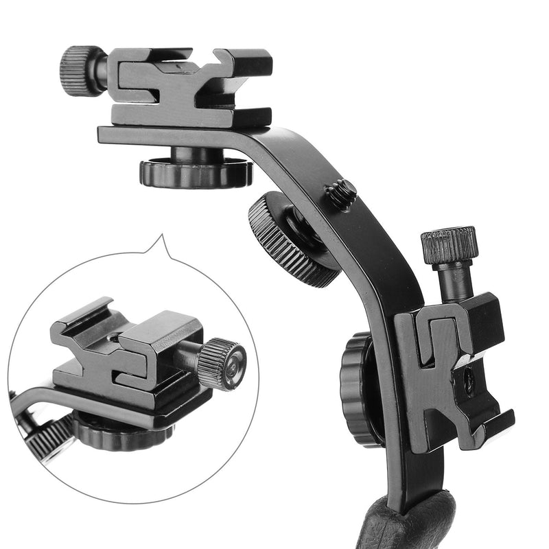 [AUSTRALIA] - ChromLives Camera L Bracket Mount Video Grip L-Bracket with Dual Flash Cold Shoe Mount 1/4'' Tripod Screw, Heavy Duty Padded Hand Grip for DSLR Camera Camcorder (Updated) 