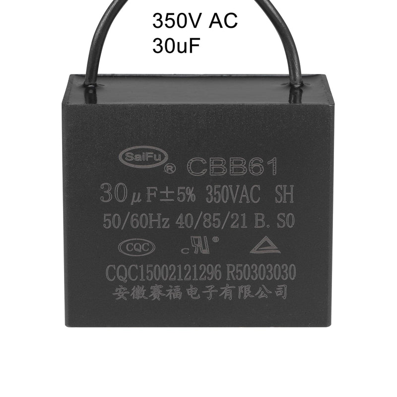 [AUSTRALIA] - uxcell Ceiling Fan Capacitor CBB61 30uF 350V AC 2 Wires Metallized Polypropylene Film Capacitor 58x49x35mm for Electric Fan Pump Motor Generator 