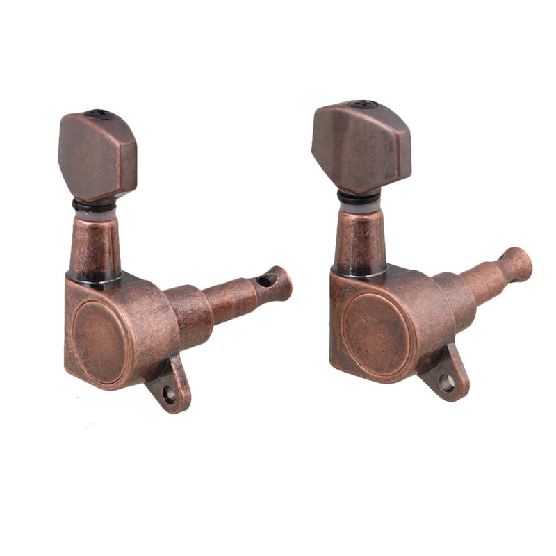 Yibuy 4x3.7cm Bronze Full Closed Tuning Pegs Machine Heads Guitar Tuners Accessories For Electric Guitar Right Hand Parts Pack of 6