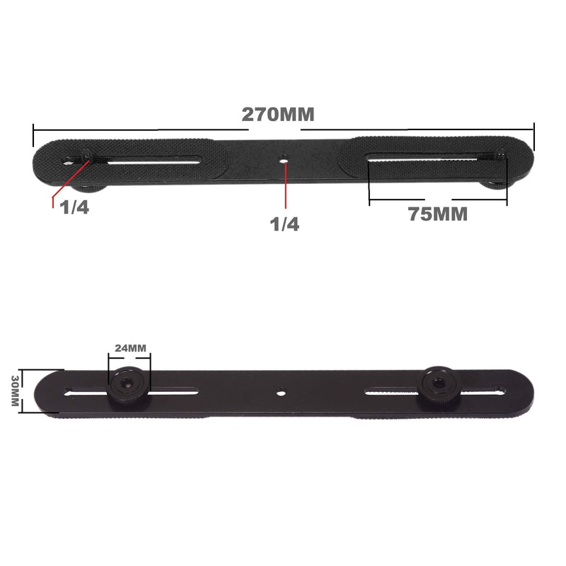 [AUSTRALIA] - USJBGO Dual Flash Bracket 27cm/10.6inch Camera Mount Tripod Bracket with 1/4" Screw for DSLR Camera LED Light Flash Light Microphone 