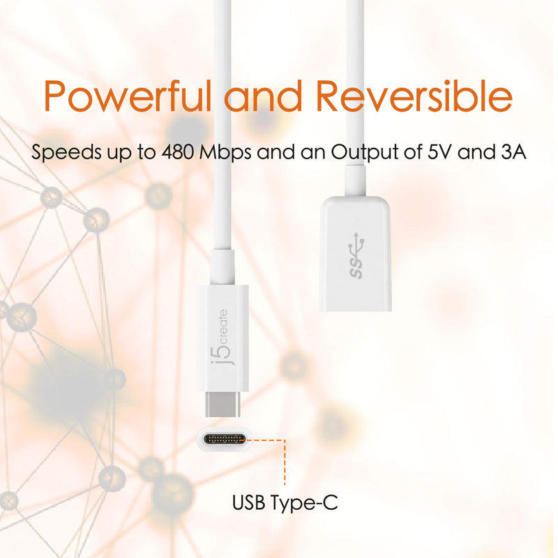 [AUSTRALIA] - j5create USB Type-C 3.1 to Type-A Adapter | Supports USB3.1 Gen1 (5 Gbps), USB 2.0 (480 Mbps) and an Output of 1.5A | Compatible with USB 3.0 and USB 2.0 Devices 