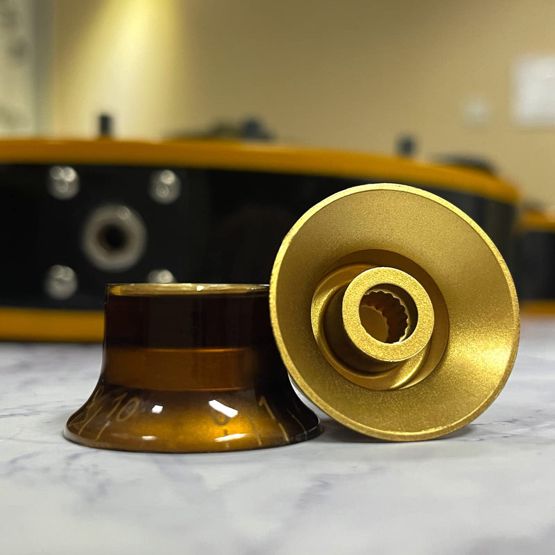 SAPHUE Plastic Top Hat Style 2 Volume and 2 Tone Speed Control Knobs Set for Gibson Les Paul Electric Guitar Replacement Amber