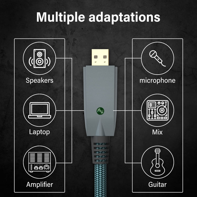 IUKUS USB Guitar Cable, Guitar to USB Interface Cord [10FT] USB to Mono 6.35mm 1/4 Audio Adapter Guitar USB Recording Cable Compatible Windows and MacOS Guitar Base to PC 10FT