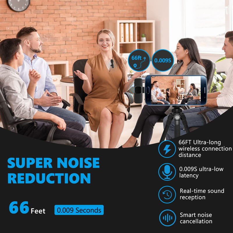 Caymuller Professional Wireless Lavalier Microphone for iPhone iPad, Mini Lapel Mics Plug-Play 2.4G Ultra-Low Delay Noise Reduction Chip for Video Recording Interview Podcast Vlog YouTube Tiktok Black-1