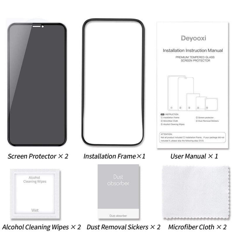 Deyooxi Privacy Screen Protector Compatible with iPhone 12/ iPhone 12 Pro Glass Screen Protector Edge to Edge 3D Coverage 6.1 inch Protective Screen Film with Instalation Tray (2 Packs)