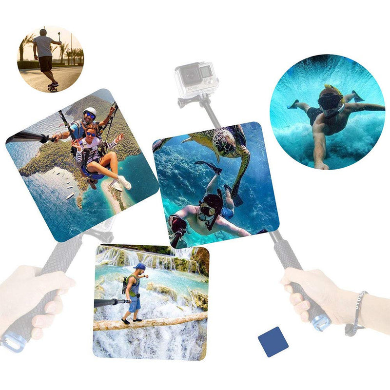 Alsukeay Selfie Stick Extendable Hand Grip Handheld Monopod Aluminum Telescopic Pole (7-19 inch) Compatible with GoPro Hero 11 10 9 8 7 6 5 4 3+ 3 Session SJ4000 SJ5000 Action Cameras