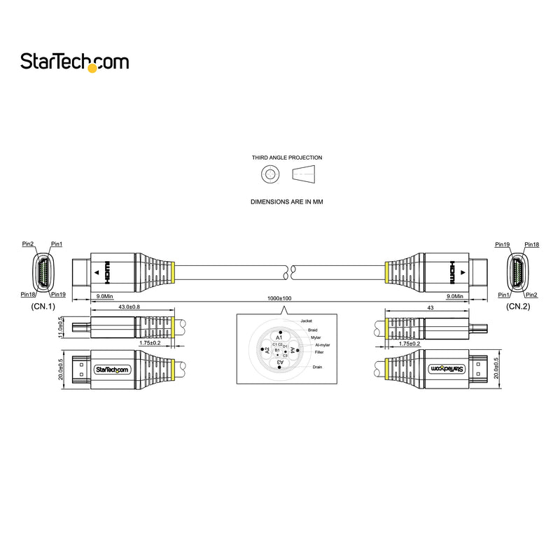 StarTech.com 3ft (1m) HDMI 2.1 Cable 8K - Certified Ultra High Speed HDMI Cable 48Gbps - 8K 60Hz/4K 120Hz HDR10+ eARC - Ultra HD 8K HDMI Cable - Monitor/TV/Display - Flexible TPE Jacket (HDMM21V1M) 3.3 ft / 1 m