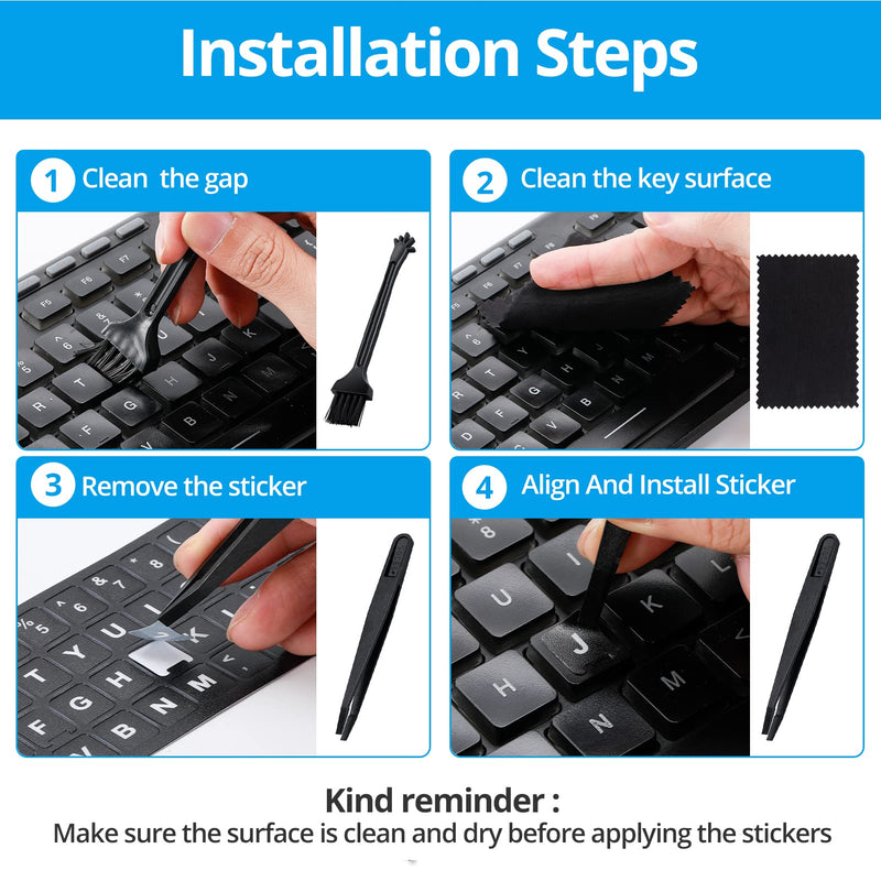 English Keyboard Stickers[6 in 1],Full Size Big Letter English Keyboard Sticker with Black Font on White Background Universal for Laptop Desktop Computer,Matte Keyboard Alphabet Sticker English-full Size-3PCS