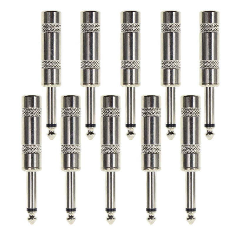 [AUSTRALIA] - AUTOKAY 10pcs 1/4 Inch MONO TS Heavy Duty Male Audio Plug Speaker Guitar Cable Connector JACK 