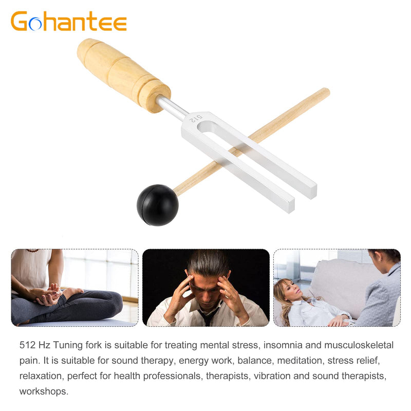 gohantee Tuning Fork 512 Hz with Silicone Hammer and Storage Bag for Hearing Tests, Violin Guitar Tuner Instrument Sound therapy, Stainless Steel Tuning Fork for Medical Healing
