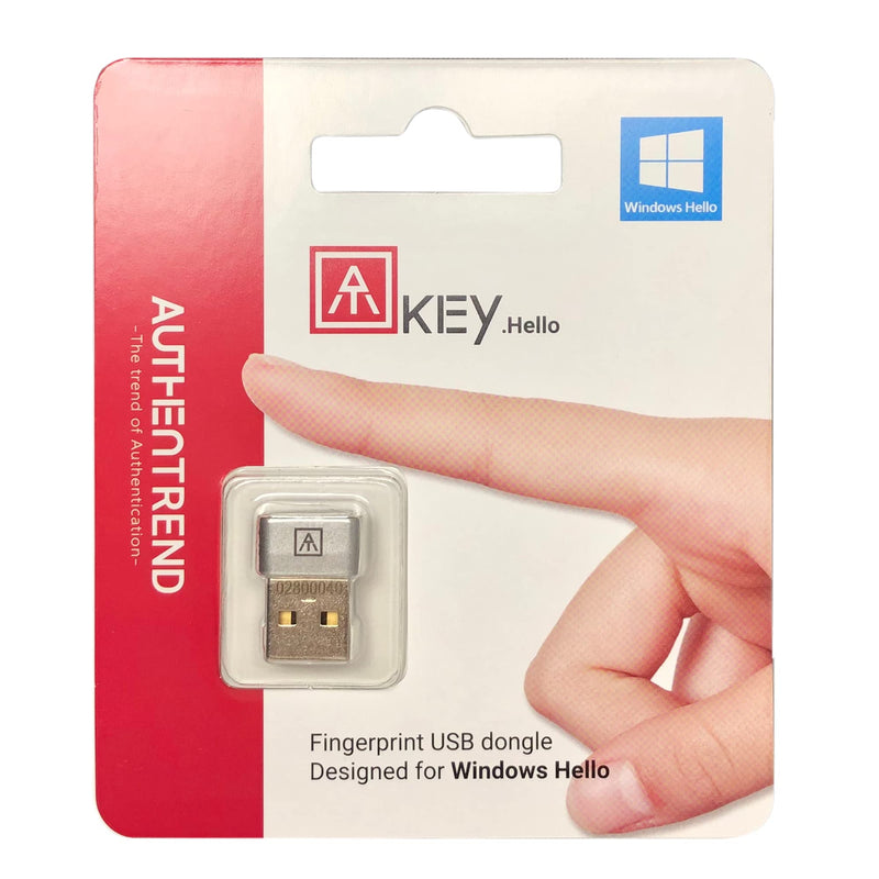 AUTHENTREND ATKey.Hello USB, Windows Hello Fingerprint Reader for PC or Laptop, FIDO U2F Authentication, Certified Biometric Mini Security Key Dongle, Safe Account Login