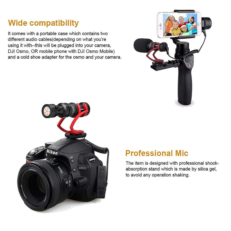 Camera Video Microphone, Comica CVM-VM10IIR Cardioid Condenser Shotgun Mic for Canon Nikon Sony DSLR Cameras, iPhone Smartphones, External Recording Mic for Tiktok Volgging(with Carrying Case)