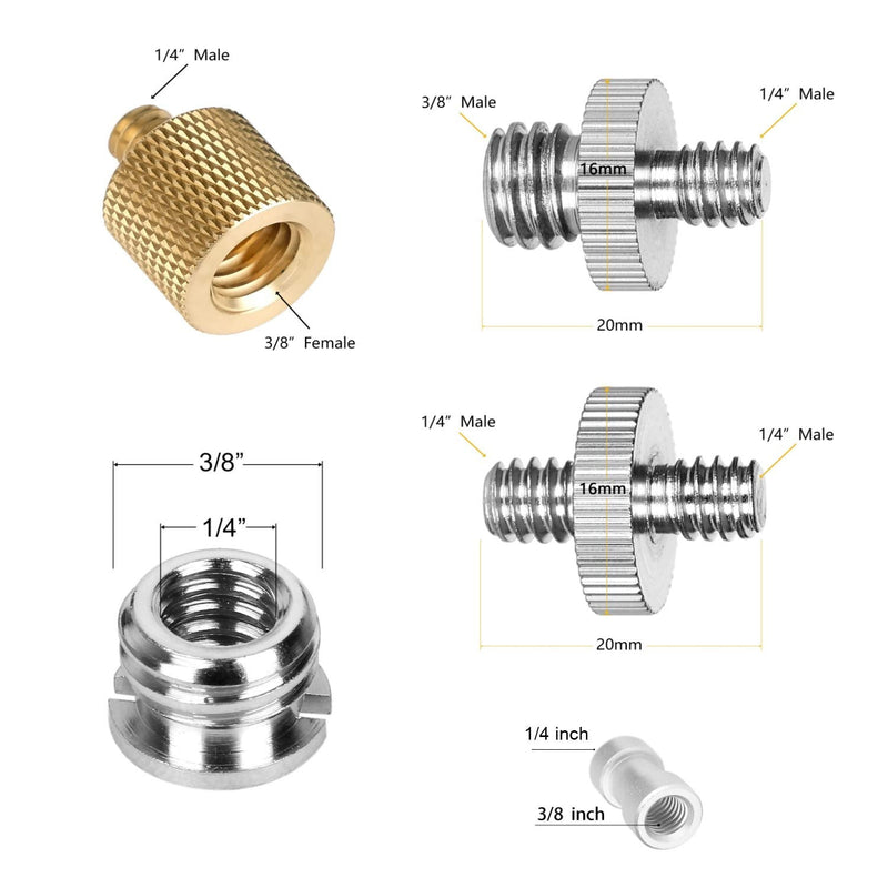 22Pack ChromLives Camera Screw Adapter 1/4 to 1/4 Screw 1/4 to 3/8 Tripod Screw Adapter Converter Brass Screw Adapter Spigot Screw Mount Set for Camera Tripod Monopod Ballhead Flash Light,Combo Pack