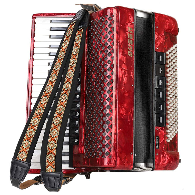 [AUSTRALIA] - Accordion Straps, Soft Padded Adjustable Accordion Genuine Leather Ends Shoulder Straps for 16-120 Bass, Set of 2 (Retro Style) Retro Style 