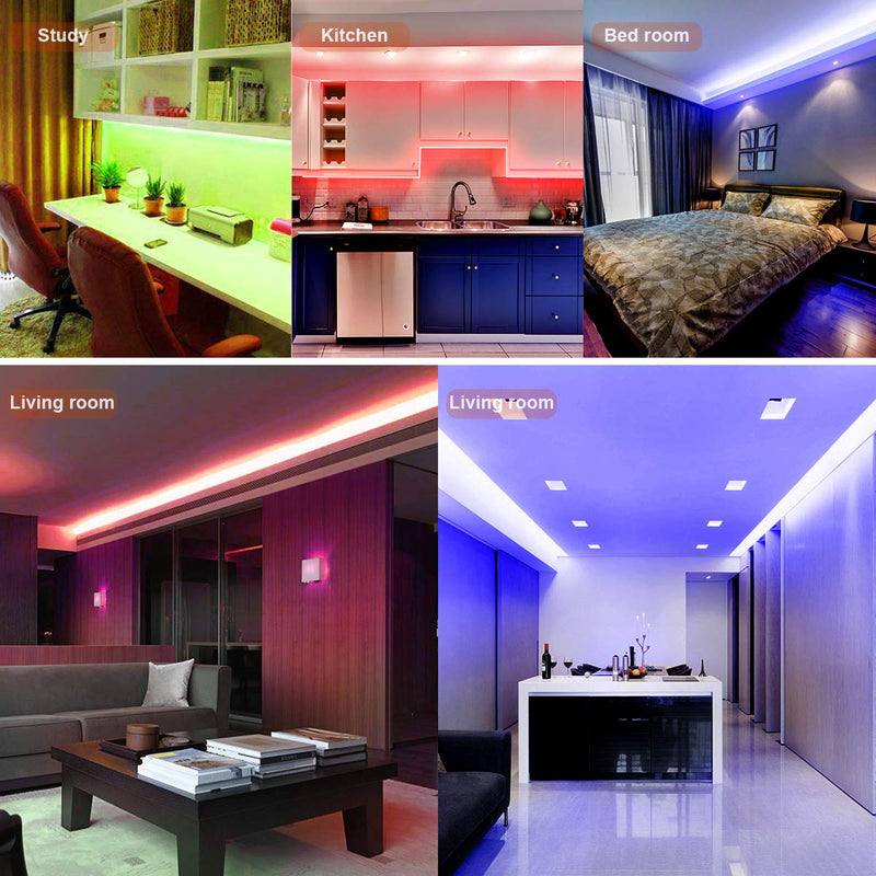 [AUSTRALIA] - Phopollo Led Strip Lights, 16.4ft 3528 300 LEDs Waterproof Flexible LED Lights with 24 Keys IR Remote Controller and 12V Power Supply for Bedroom, Home Decoration 