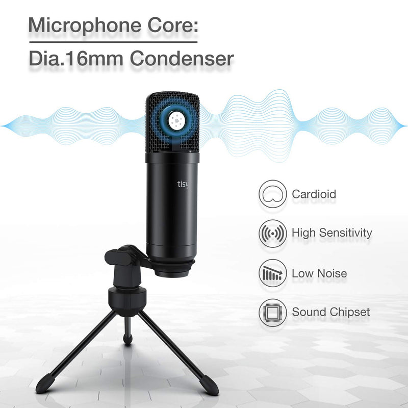 [AUSTRALIA] - Tisy USB Microphone, Computer PC Recording Mic for Laptop MAC Windows Plug & Play Cardioid Condenser Microphone with Tripod Stand for YouTube Videos, Streaming Broadcast, Vocals, Voice Overs 