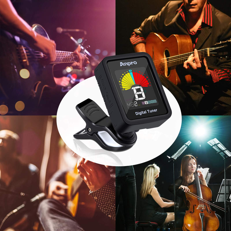 Anpro Guitar Tuner and Guitar Picks Kit Guitar Tool with LCD Display for Guitar, Bass, Violin, Ukulele