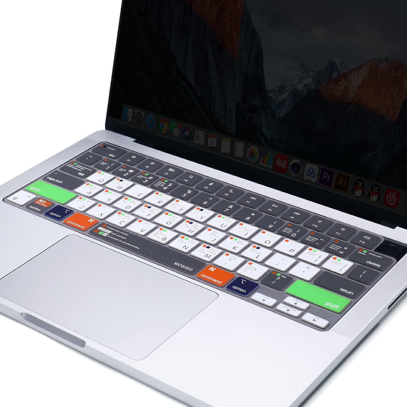 MOSISO Keyboard Cover Compatible with MacBook Pro 14 inch 2022 2021 M1 Pro/Max A2442&Compatible with MacBook Pro 16 inch 2021 2022 M1 Pro/M1 Max A2485,Protective Silicone Skin, Mac OS X Shortcut, Gray