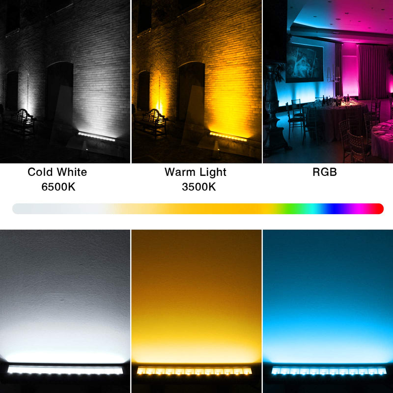 Wash Light, OPPSK Smart APP Wall Washer Lights, 24W 12LEDs Waterproof Dimmable Bluetooth RGBW Stage Light Bar, LED Wash Bar for DJ Wedding Party Church Decor Stage Lighting