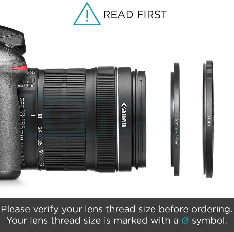 67mm-72mm Step Up Ring [67mm Lens to 72mm Filter] 2 Pack, WH1916 Camera Lens Filter Adapter Ring Lens Converter Accessories