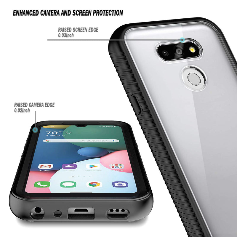 E-Began Case for LG Phoenix 5 with [Built-in Screen Protector], Full-Body Protective Bumper Durable Case for LG Aristo 5/K31/K31 Rebel L355DL/Tribute Monarch/LG K8X/Fortune 3/Risio 4 -Black Black