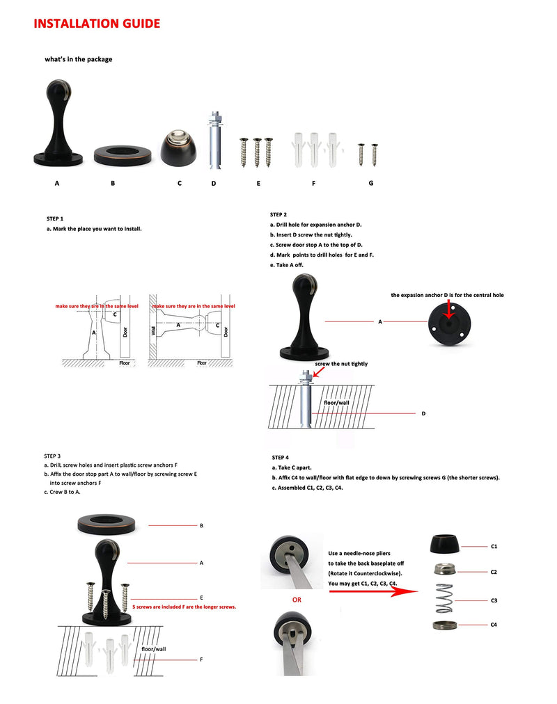 Solid Mental Magnetic Door Stop, Wall Mounted, Oil Rubbed Bronze 1 PCS Oil Rubbed Bronze