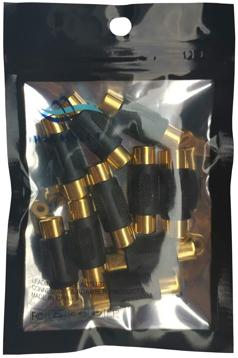 Warmstor 10 Pack Gold Plated RCA Female to Female Coupler Adapter Audio Video Cables Connector