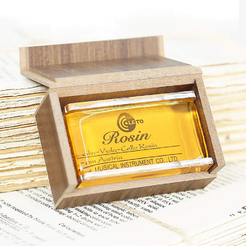 Chienti - High-Class Transparent Yellow Natural Rosin Resin Colophony Cuboid With Wooden Box Low Dust Handmade for Violin Viola Cello