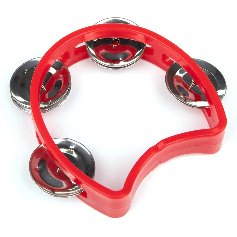 Foraineam 8 Pack Plastic Tambourines Handheld Tambourine Bells Musical Hand Percussion Jingles Music Instrument