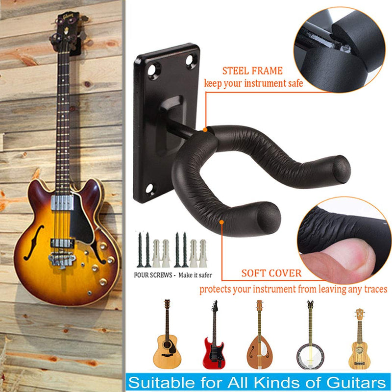 Guitar Wall Mount Hanger,Guitar Hangers,Guitar Wall Hook Black hooks Metal Guitar Holder