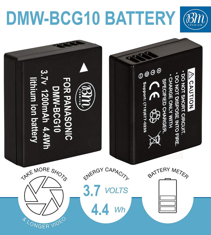 BM DMW-BCG10 Battery and Charger for Panasonic Lumix DMC-3D1, SZ8, TZ6, TZ7, TZ8, TZ10, TZ18, TZ19, TZ20, TZ25, TZ30, TZ35, ZR1 ZR3 ZS1, ZS3 ZS5 ZS6 ZS7 ZS8 ZS9 ZS10 ZS15 DMC-ZS19 ZS20, ZS25, ZX1 ZX3