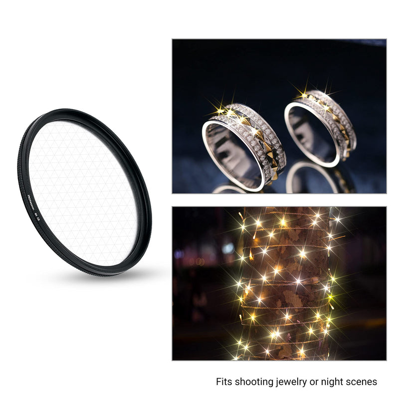 PROfezzion 62mm Star Filter Kit 3 Pieces (4 Points, 6 Points, 8 Points) Adjustable Starburst Filter for Sony E/Nikon Z/Fujifilm XF Kit Lens, Cross Star Effect Filter Set for Camera Lens