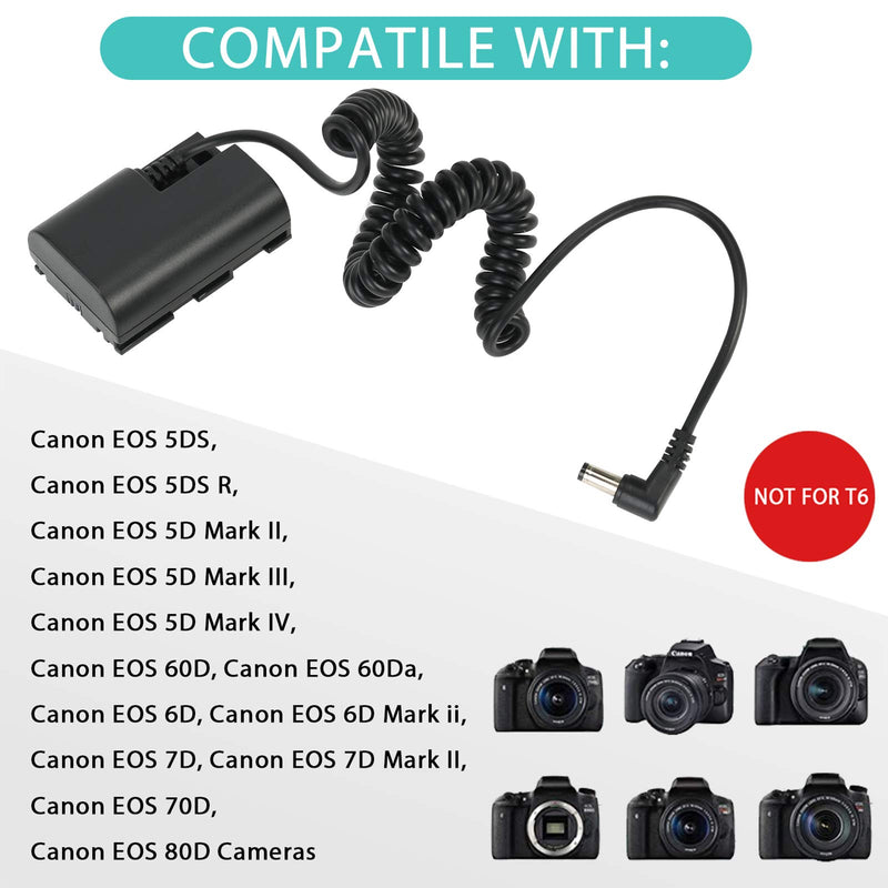 PowEver DR-E6 USB-C Camera AC Power Adapter ACK-E6 Charger Kit Replace LP-E6 LP-E6N Battery for Canon EOS R R5 R6 90D 80D 70D 60D 60Da 7D 6D 5DS 5D Mark II III IV 6D Mark II 7D Mark II Cameras