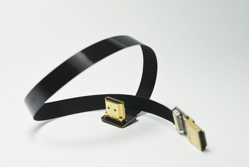 [AUSTRALIA] - Permanent FFC Flat Slim HDMI Cable Standard Full Normal HDMI Male to Standard HDMI Full Size HDMI Normal HDMI 90 Degree Compatible for RED Blackmagic BMCC Sony nex FS7 Canon C300 30CM Black 
