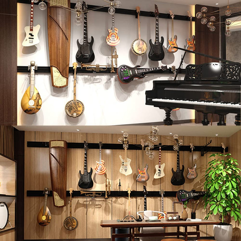 Gisedkle 10pcs Guitar Hangers, Guitar Bass Stand Wall Mount Hanger Hook with Screws, Ukulele Banjo Mandolin Electric Guitar Display Holders for Wall, Black
