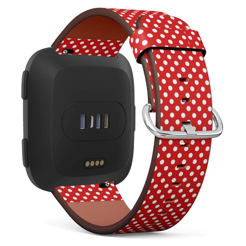 Compatible with Fitbit Versa, Versa 2, Versa Lite, Leather Replacement Bracelet Strap Wristband with Quick Release Pins // Polka Dot