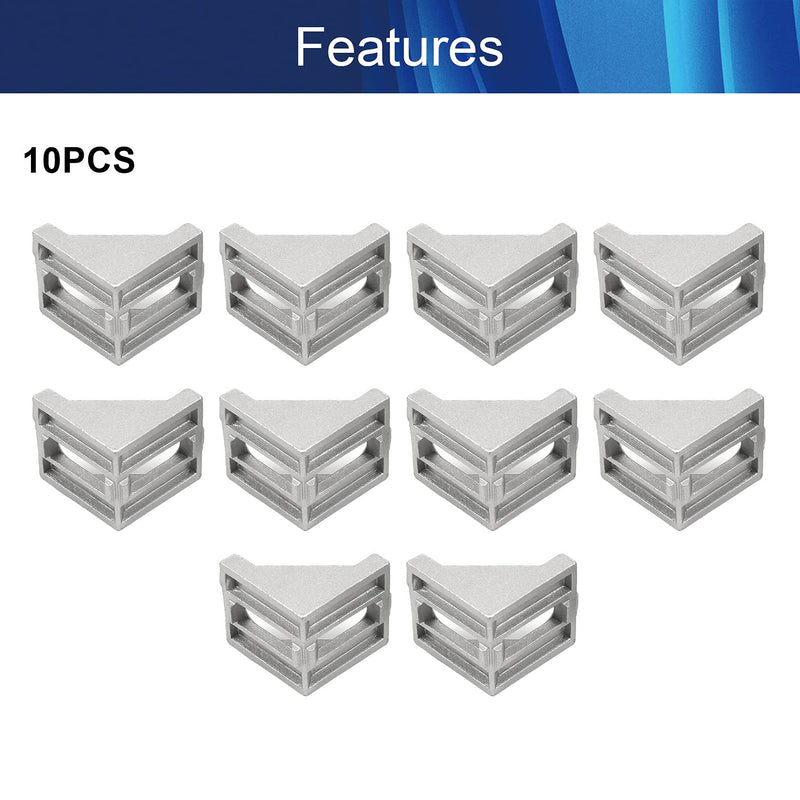 Aicosineg 10pcs Aluminum Alloy Interior Joint Bracket Inside Corner Bracket Gusset Suitable for 4040 Series with 8mm Slot Aluminum Extrusion Profile Silver Tone