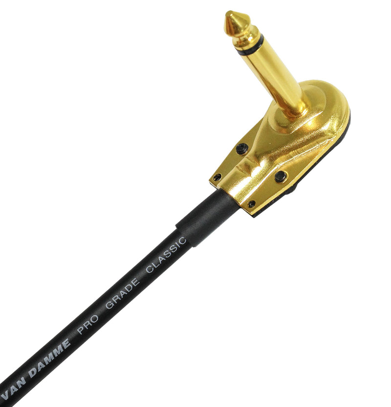 3 Units - Van Damme Pro Grade Classic XKE - 30 Inch (76 cm) – Premium, Ultra-Flexible Multi -Shielded Guitar Bass Effects Instrument, Patch Cable - with Premium Gold Plated, Low-Profile, Right Angled Pancake type TS (6.35mm) Connectors