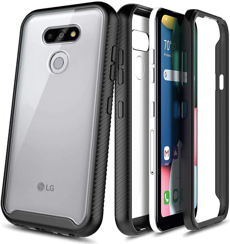 E-Began Case for LG Premier Pro Plus (L455DL), LG XPression Plus 3 (AT&T)/Harmony 4 with [Built-in Screen Protector], Full-Body Protective Shockproof Rugged Bumper Case Cover -Black Black